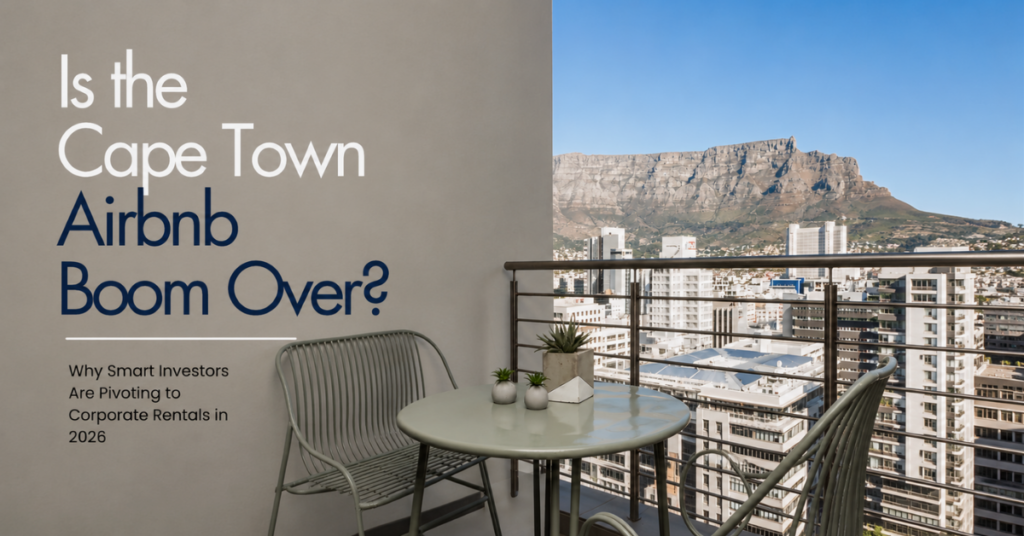 ITC Hospitality Group blog cover discussing the shift from Airbnb to corporate rentals in Cape Town.